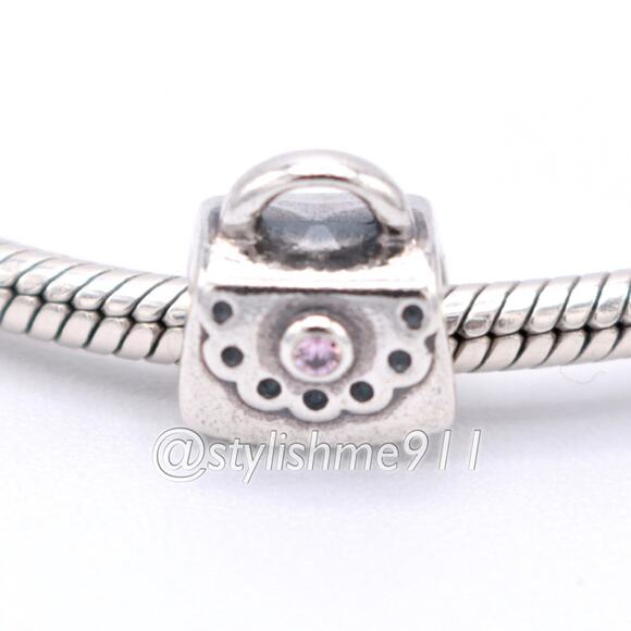 Authentic PANDORA Scalloped Purse with Pink CZ Charm - 790473PCZ - Picture 3 of 10